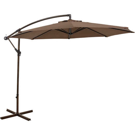 Outdoor Expressions 10 Ft. Round Steel Offset Brown Patio Umbrella
